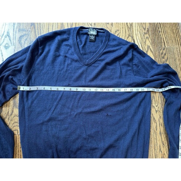 Jos A Bank Men's V-neck Long Sleeve Navy‎ Blue Sweater 100% Merino Wool Size XL - Picture 9 of 11